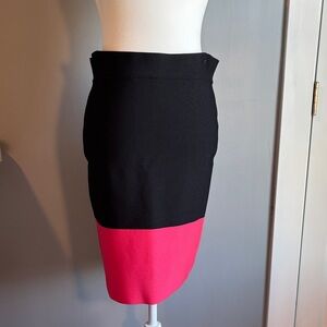 BCBGMaxAzria Black and Pink Pencil Skirt